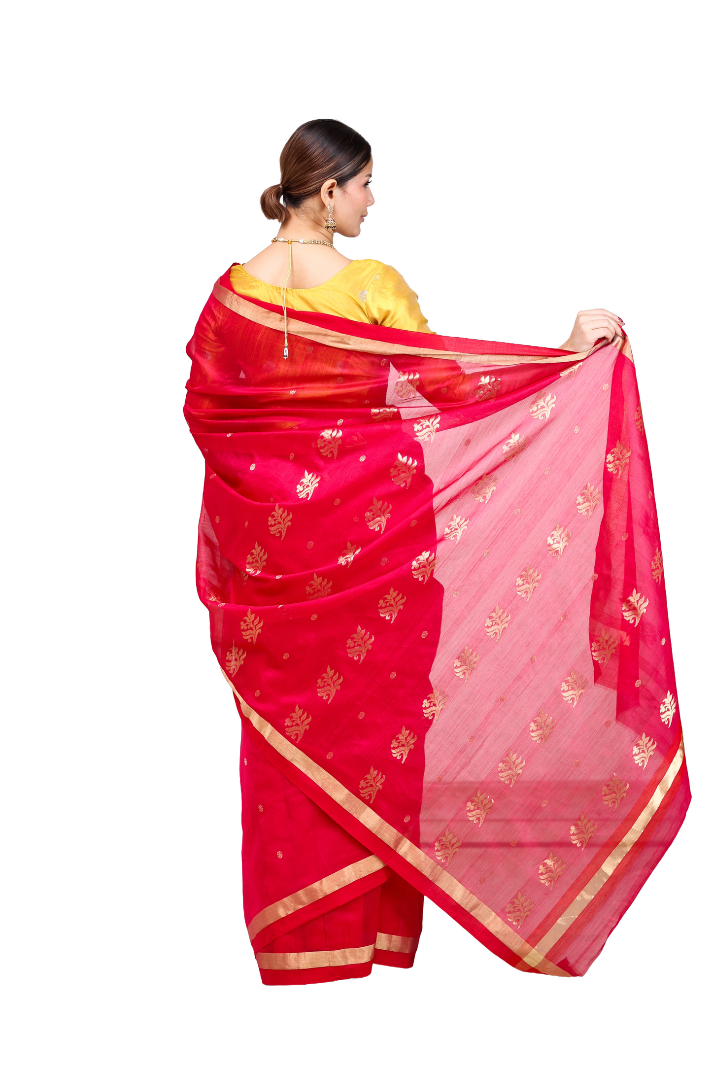 Magenta pure cotton silk chanderi saree