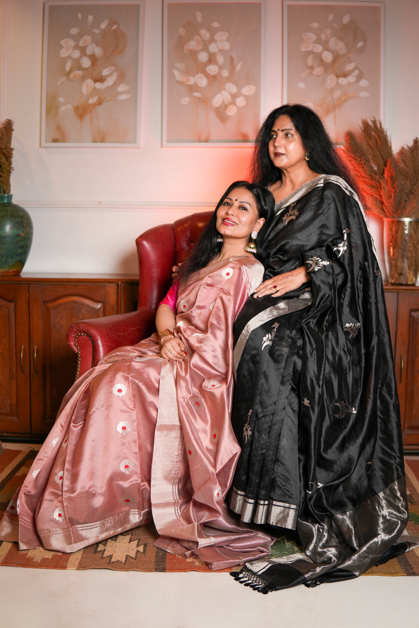 Black pure chanderi silk handwoven saree with silver meenakari Chand Chidiya motif,2