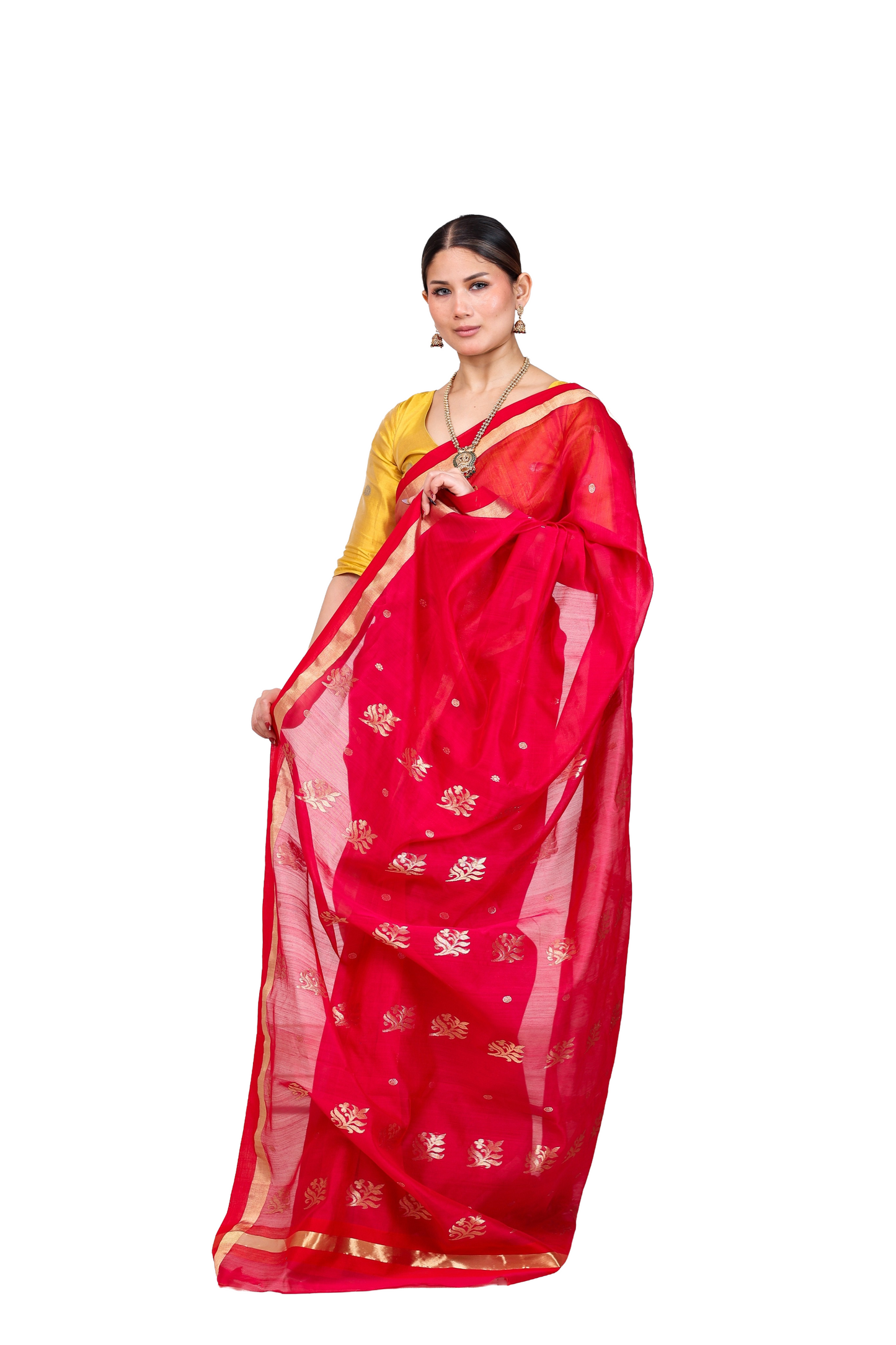 Magenta pure cotton silk chanderi saree