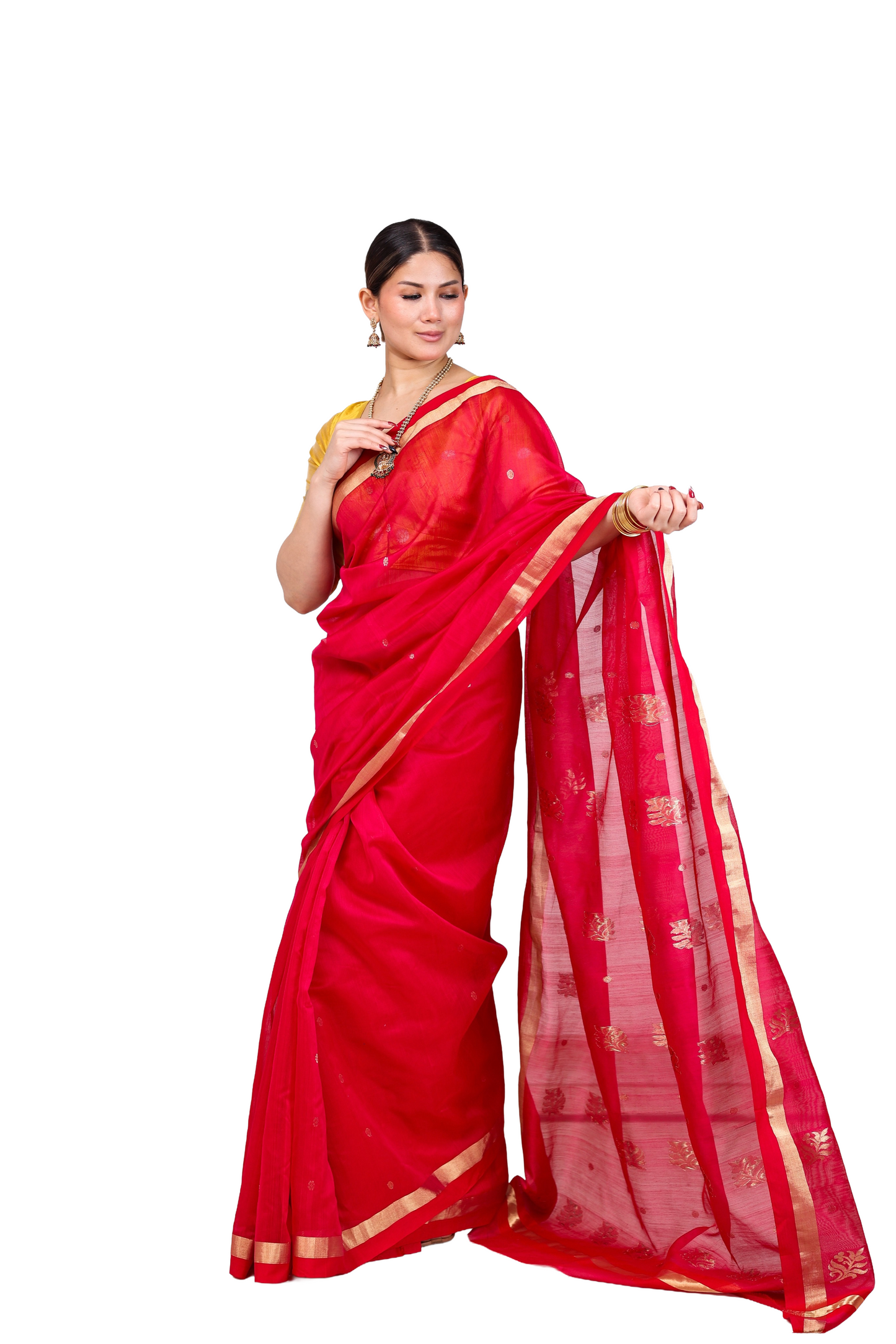 Magenta pure cotton silk chanderi saree
