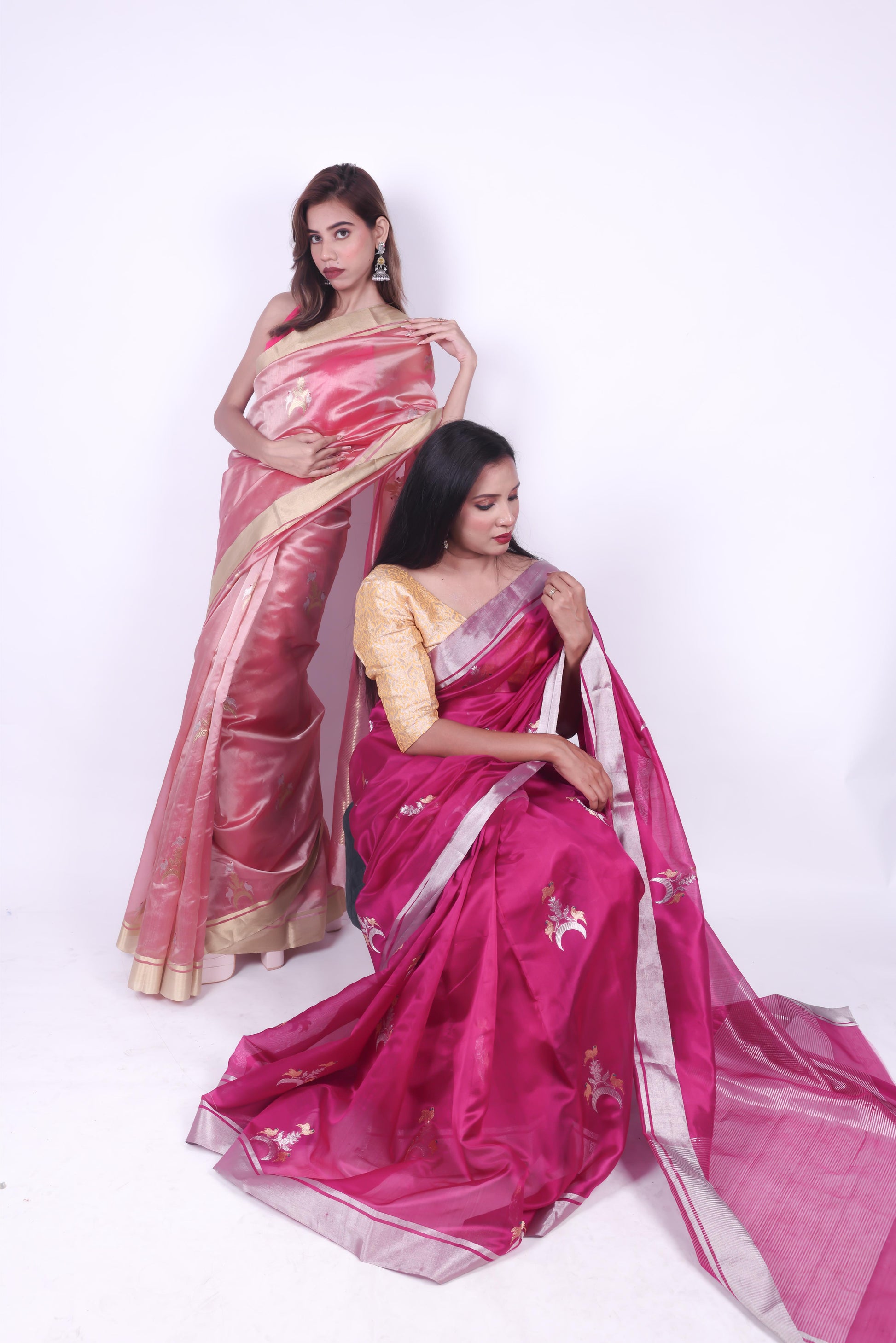 Light wine pure chanderi silk handwoven saree with Chand Chidiya eknaliya motif,2