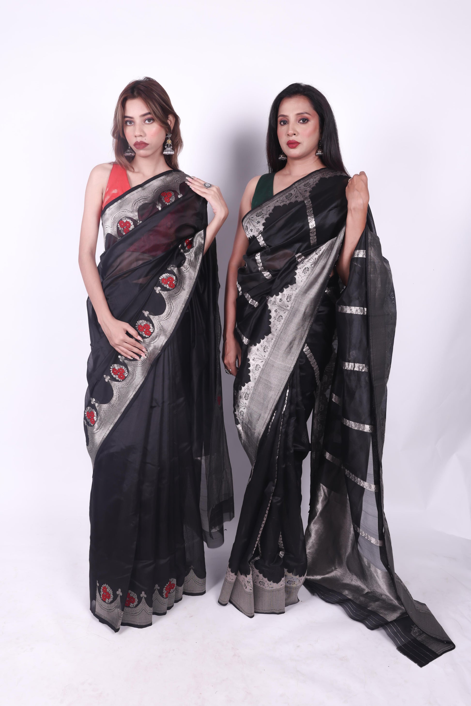 Black plain chanderi silk handwoven saree with nakashi border,3