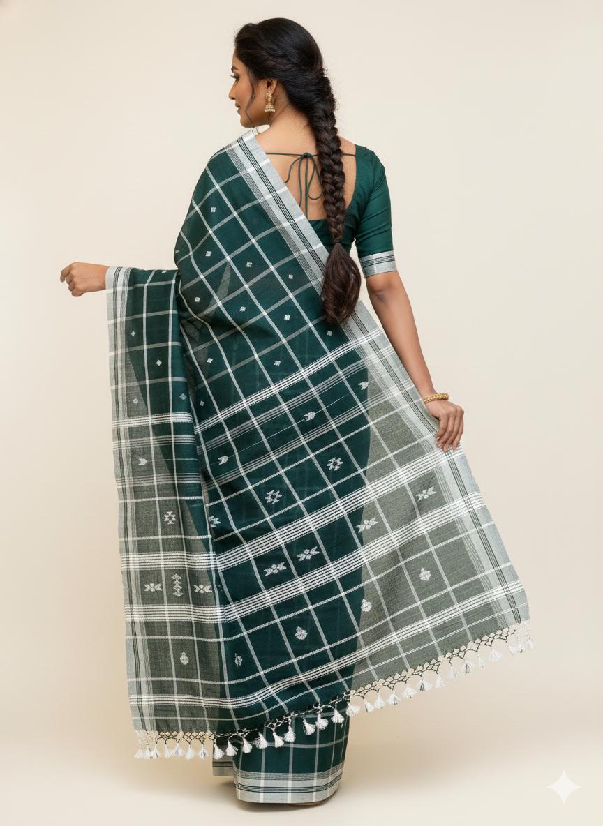 Sage green pure hand-woven tribal shantala saree