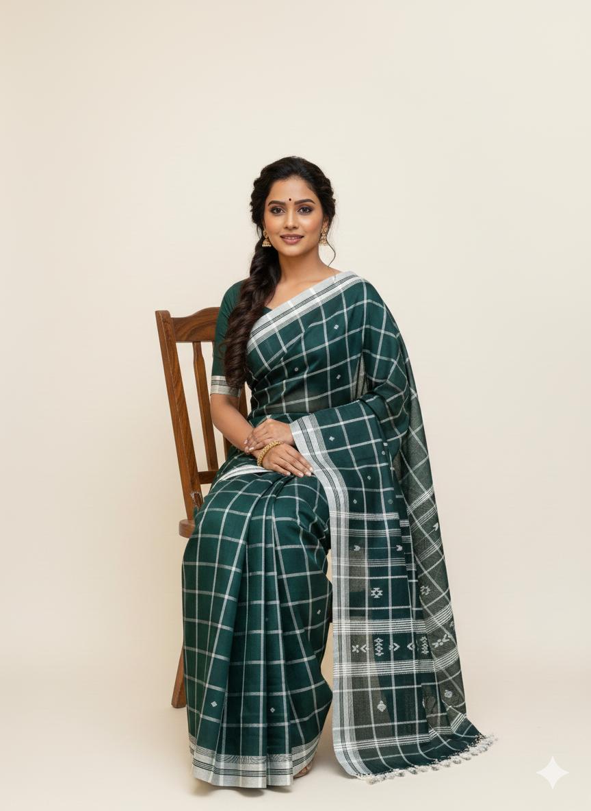 Sage green pure hand-woven tribal shantala saree